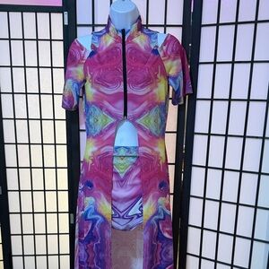 Badinka Candy Flip Maxi Rave Outfit with Front Zipper